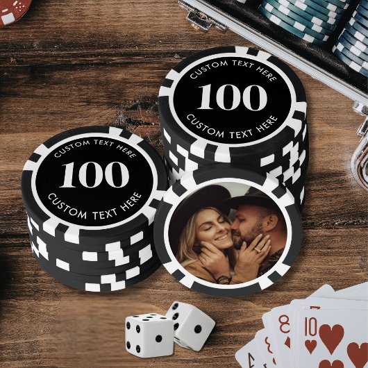 Schwarzes Foto 100 nummeriert Pokerchips