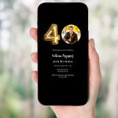 Schwarzes Foto 40. Geburtstag Einladung