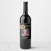 Schwarzes Foto am 80. Geburtstag Weinetikett (Vorderseite)