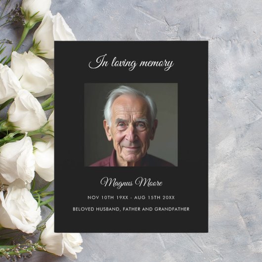 Schwarzes Foto Beerdigungskarte
