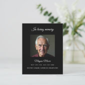 Schwarzes Foto Beerdigungskarte (Stehend Vorderseite)