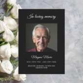 Schwarzes Foto Beerdigungskarte Einladung