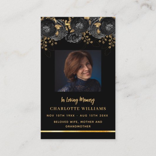 Schwarzes Foto Blumenbeerkarte Visitenkarte (Vorderseite)