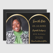 Schwarzes Foto Bogen Birthday Save the Date Karte (Vorne/Hinten)