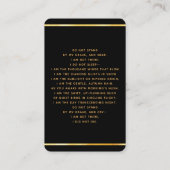 Schwarzes Foto Bugbeerkarte Visitenkarte (Rückseite)