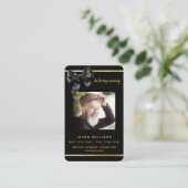 Schwarzes Foto Bugbeerkarte Visitenkarte (Stehend Vorderseite)