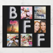 Schwarzes Foto Collage BESTE FREUNDIN Schaumweinetikett (Einzelnes Label)