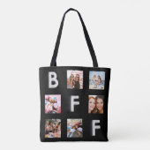 Schwarzes Foto Collage BESTE FREUNDIN Tasche (Rückseite)