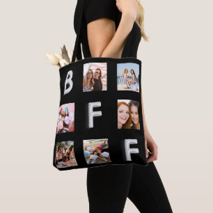 Schwarzes Foto Collage BESTE FREUNDIN Tasche