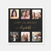 Schwarzes Foto - Collage Geburtstag Serviette (Vorderseite)