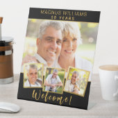 Schwarzes Foto Collage Geburtstagsfeier willkommen Sockelschild (In Situ)