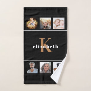 Schwarzes Foto-Collage Monografie Badhandtuch Set