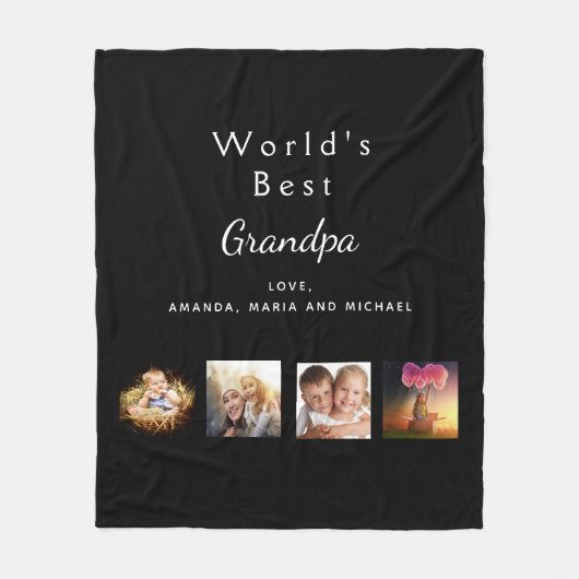 Schwarzes Foto der Großvater Fleecedecke (Vorderseite)