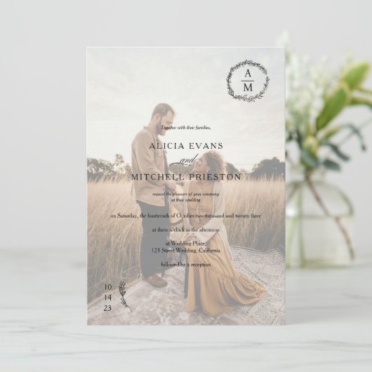 Schwarzes Foto Einladung (Stehend Vorderseite)