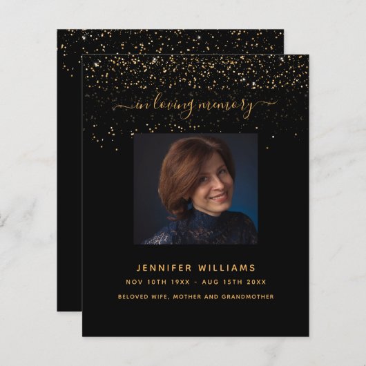 Schwarzes Foto - elegantes Beerdigungsprogramm (Vorne/Hinten)