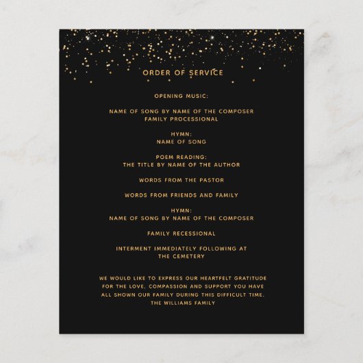 Schwarzes Foto - elegantes Beerdigungsprogramm (Rückseite)