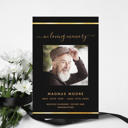 Schwarzes Foto - elegantes Beerdigungsprogramm