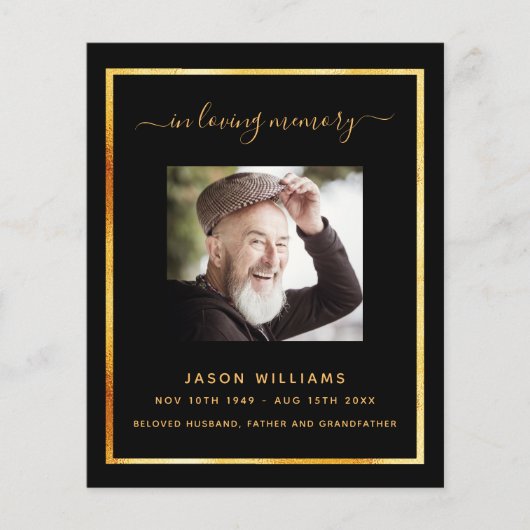 Schwarzes Foto - elegantes Beerdigungsprogramm (Vorderseite)