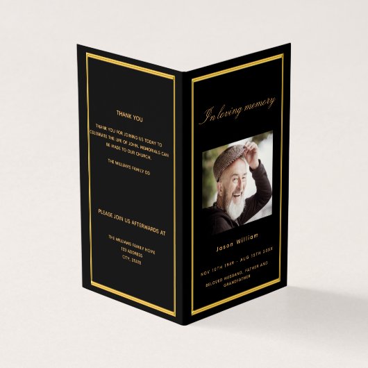 Schwarzes Foto - elegantes Beerdigungsprogramm (Vorderseite)