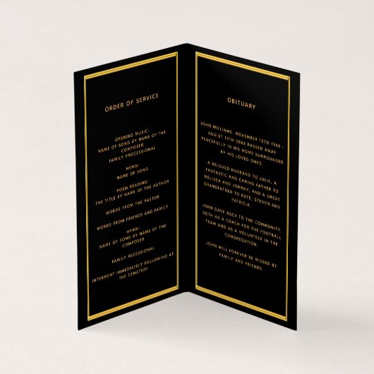 Schwarzes Foto - elegantes Beerdigungsprogramm (Innenseite)