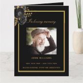 Schwarzes Foto elegantes Beerdigungsprogramm Dankeskarte (Vorderseite)