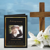 Schwarzes Foto - elegantes Beerdigungsprogramm Dankeskarte