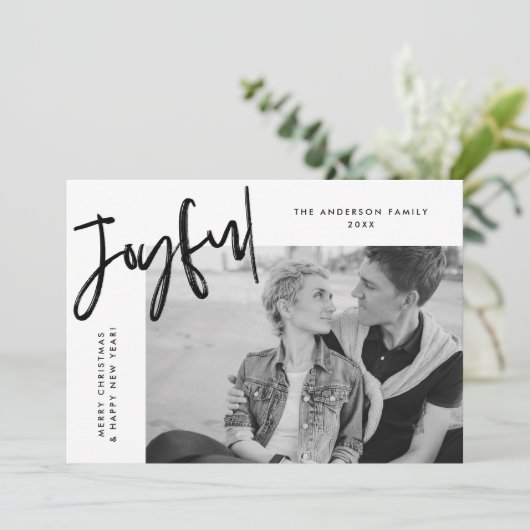 Schwarzes Foto Feiertagskarte (Stehend Vorderseite)