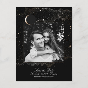 Schwarzes Foto für Nachtstars Save the Date Ankündigungspostkarte