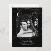 Schwarzes Foto für Nachtstars Save the Date Ankündigungspostkarte (Vorne/Hinten)