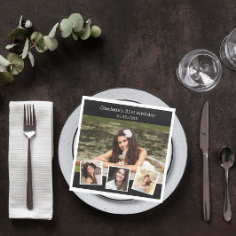 Schwarzes Foto Geburtstagsparty Serviette