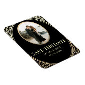 Schwarzes Foto Hochzeit speichern das Datum Einlad Magnet (Rechte Seite)