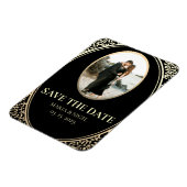 Schwarzes Foto Hochzeit speichern das Datum Einlad Magnet (Linke Seite)