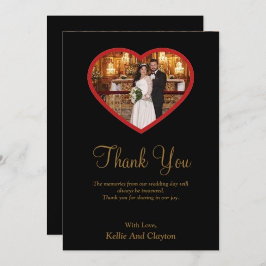 Schwarzes Foto im Herzen Dankeschön Karte (Vorne/Hinten)