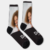 Schwarzes Foto mit Schriftzug 'Dad Established' Socken (Rechts)