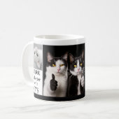 Schwarzes Foto mit weißer Katze Kaffeetasse (Vorderseite Links)