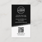 Schwarzes Foto QR-Code Logo Vertikal Visitenkarte (Rückseite)