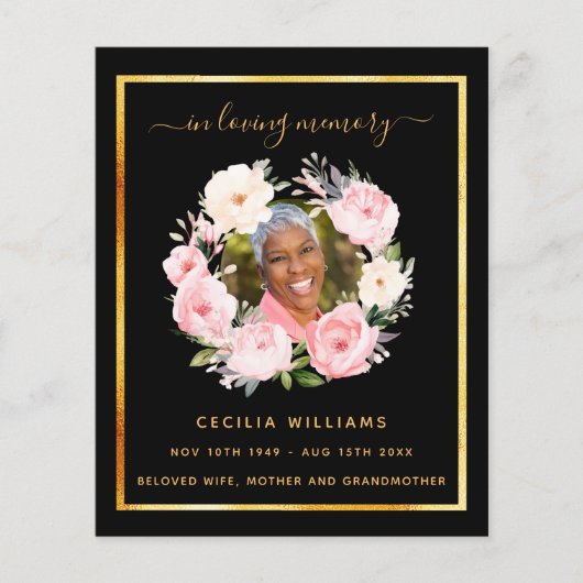 Schwarzes Foto Rosa Blumenbeerprogramm (Vorderseite)