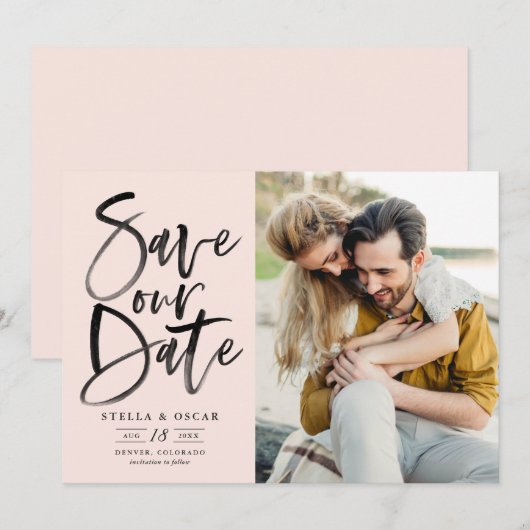 Schwarzes Foto Save The Date (Vorne/Hinten)