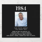 Schwarzes Foto Spaß Fakten Bio Jahresgeburt Geburt Schaumweinetikett (Einzelnes Label)