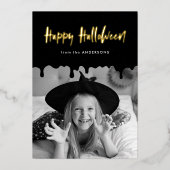 Schwarzes Foto verstopfen Halloween Folien Feiertagskarte (Vorderseite)