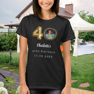 Schwarzes Foto zum 40. Geburtstag T-Shirt