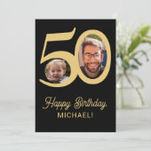 Schwarzes Foto zum 50. Geburtstag Karte (Stehend Vorderseite)