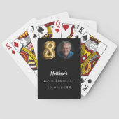 Schwarzes Foto zum 80. Geburtstag Spielkarten (Rückseite)