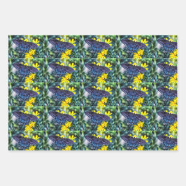 Schwarzes Frack auf gelben Blumen Geschenkpapier Set