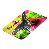 Schwarzes Frack Butterfly Pink Echinacea Blume Magnet (Linke Seite)