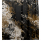 Schwarzes Fraktal und Gold abstrakt Duschvorhang (Vorderseite)