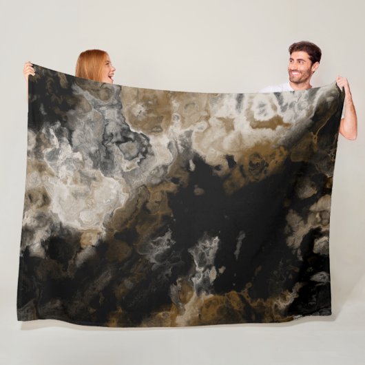 Schwarzes Fraktal und Gold abstrakt Fleecedecke (Beispiel)