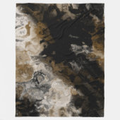 Schwarzes Fraktal und Gold abstrakt Fleecedecke (Vorderseite)