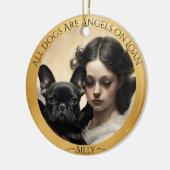 Schwarzes Französisches Bulldog-Personalisiertes G Keramik Ornament (Links)