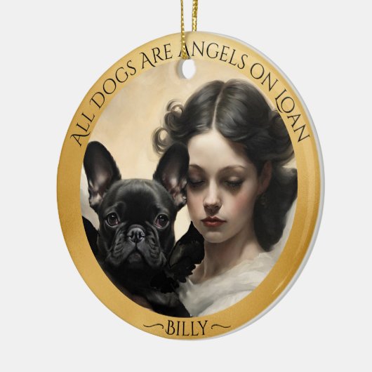 Schwarzes Französisches Bulldog-Personalisiertes G Keramik Ornament (Links)